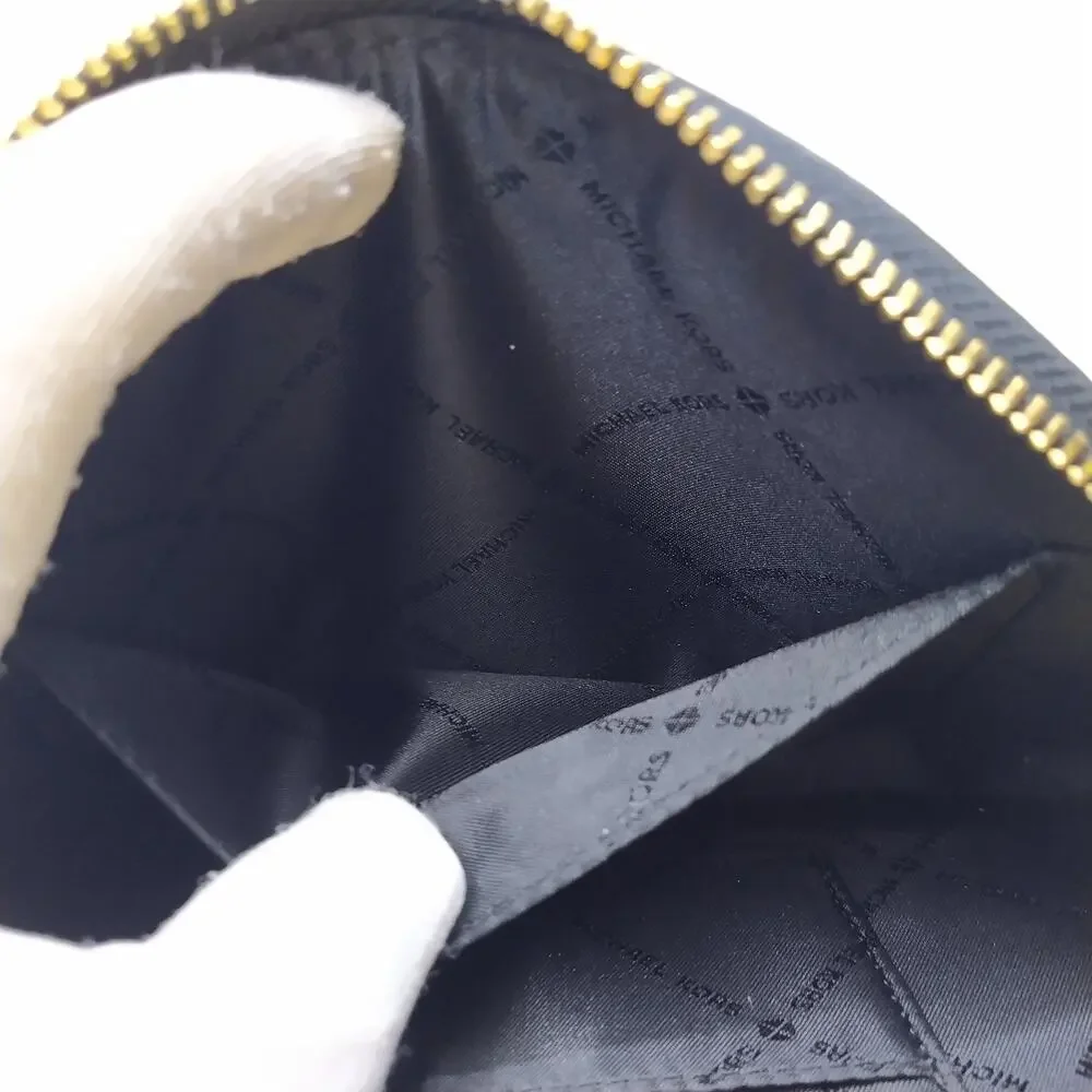 Michael Kors Black Leather Zipper Closure Round Wallet